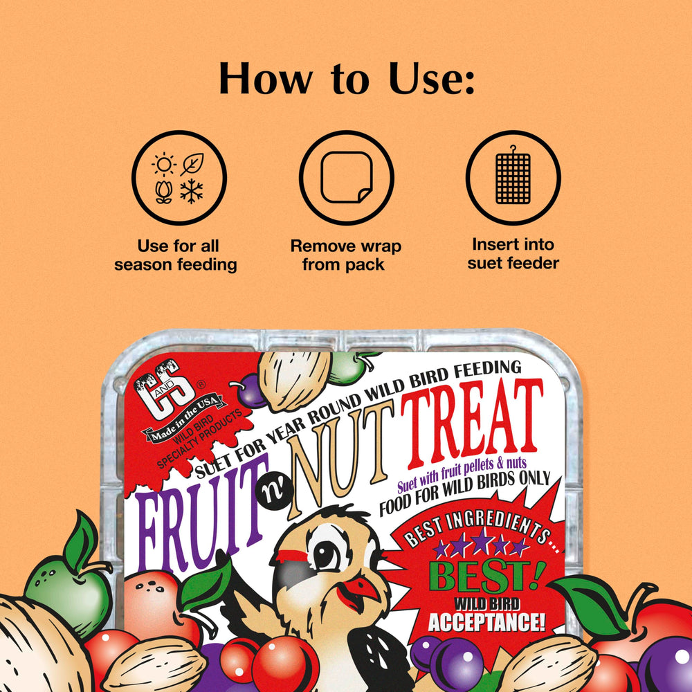 C&S Fruit n’ Nut Suet Treat idéal pour l’alimentation hivernale en extérieur