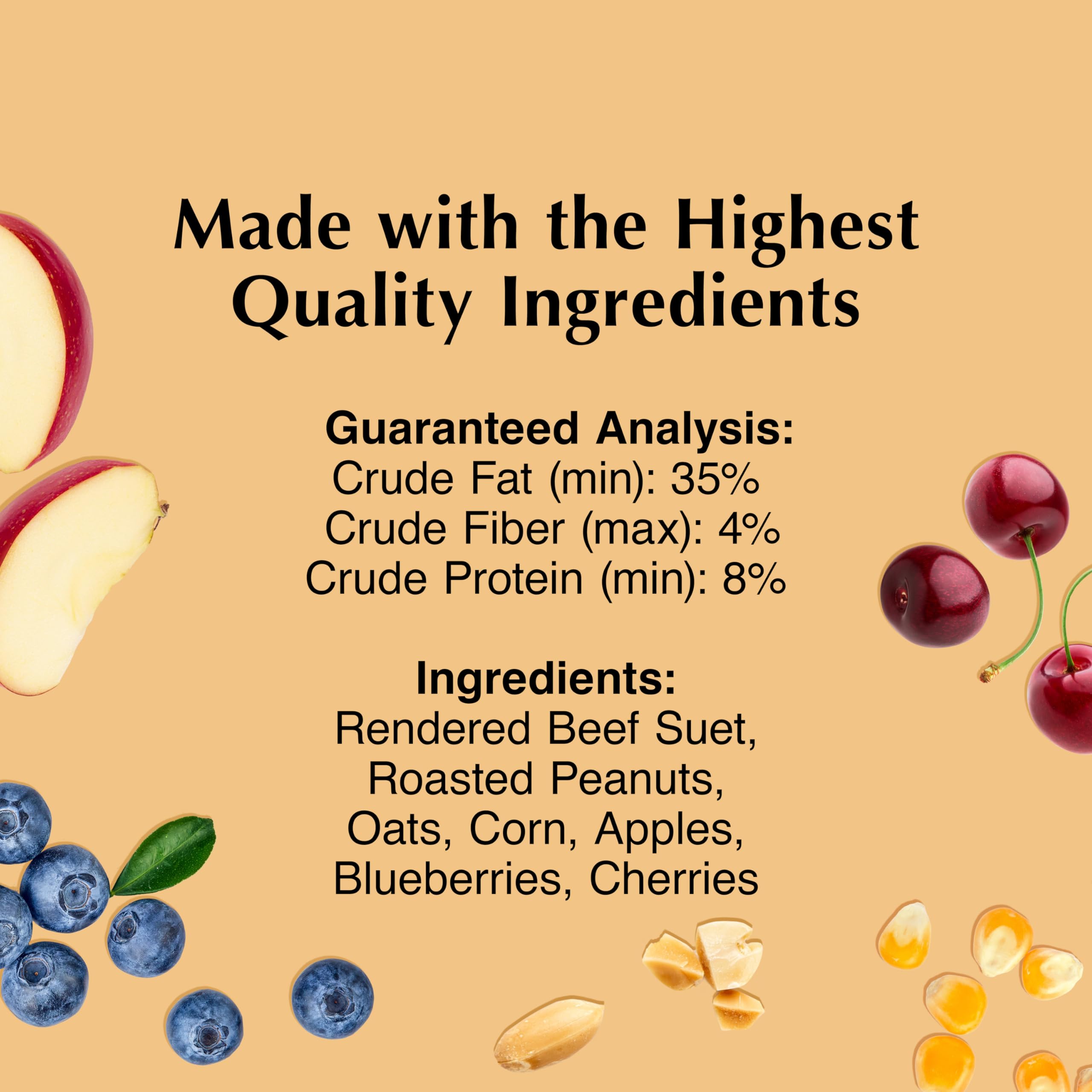 C&S Fruit n’ Nut Suet Treat texture gateau avec fruits visibles pour attirer les oiseaux