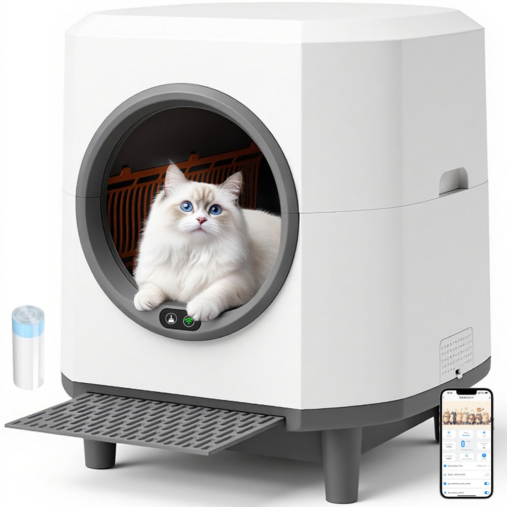 CABZOON bac-litiere-auto-nettoyant 90L, confort et propreté pour plusieurs chats.