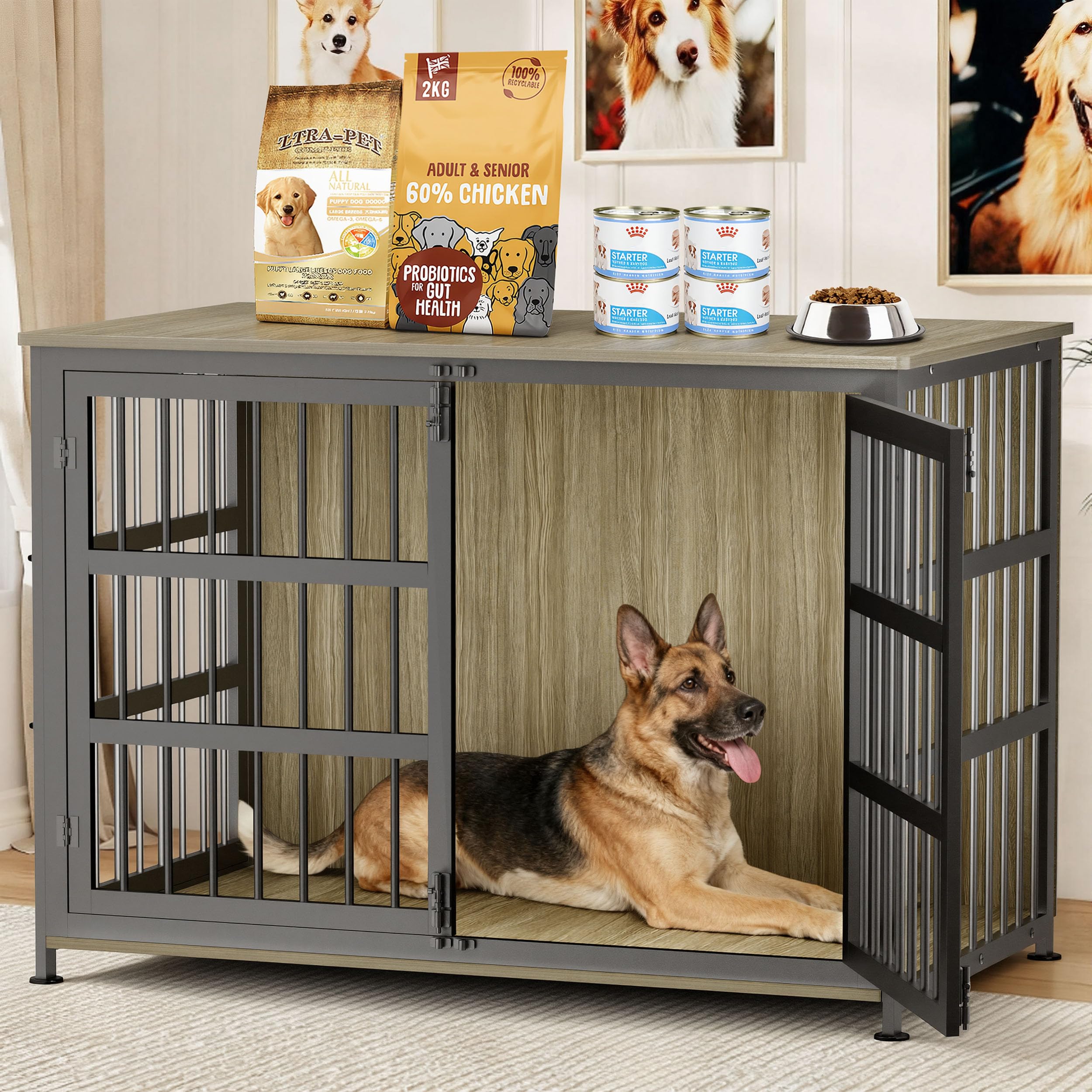 CABZOON cage pour chien 46 pouces, espace de repos spacieux et plateau supérieur pratique.