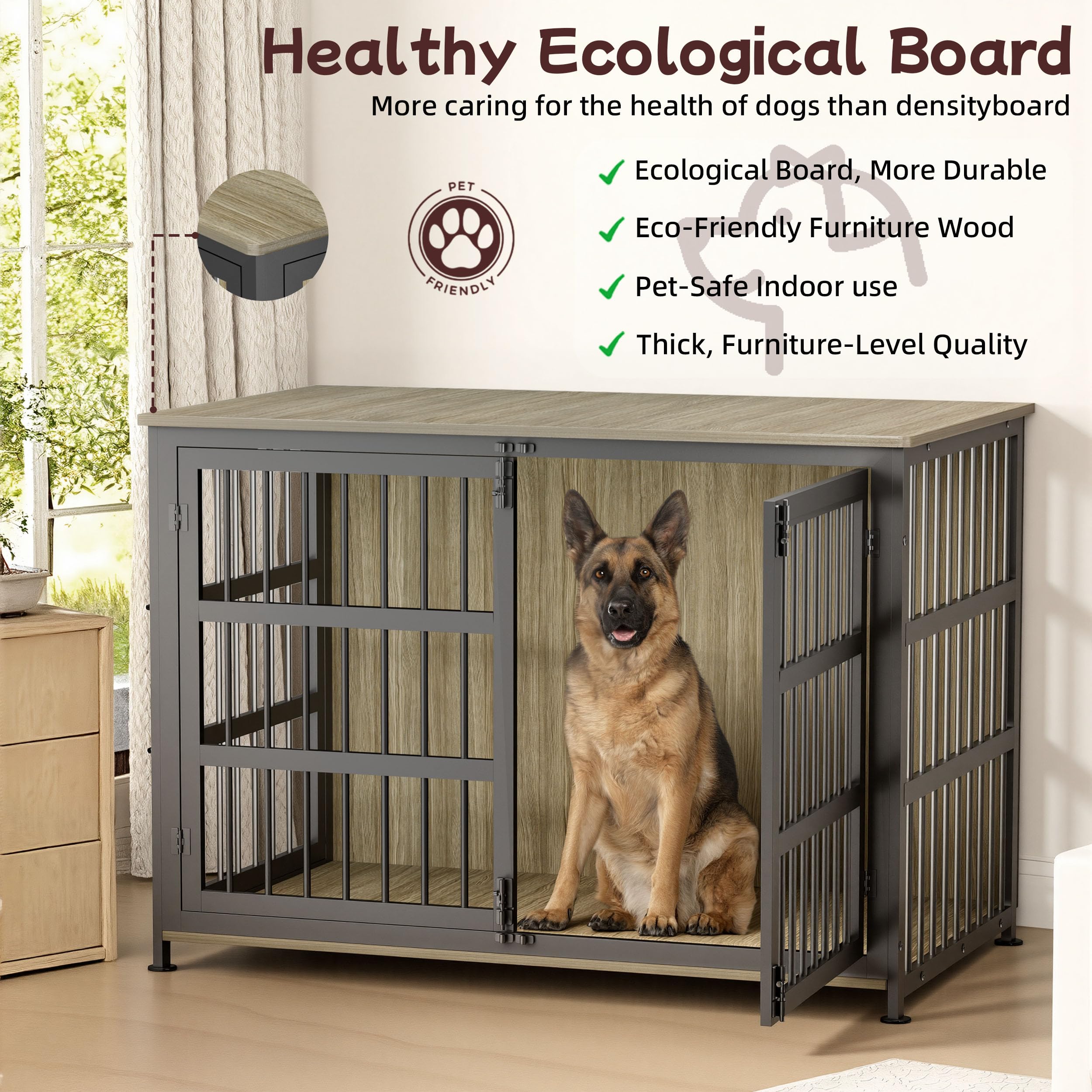 CABZOON cage chien serrures anti-échappement pour plus de sécurité.