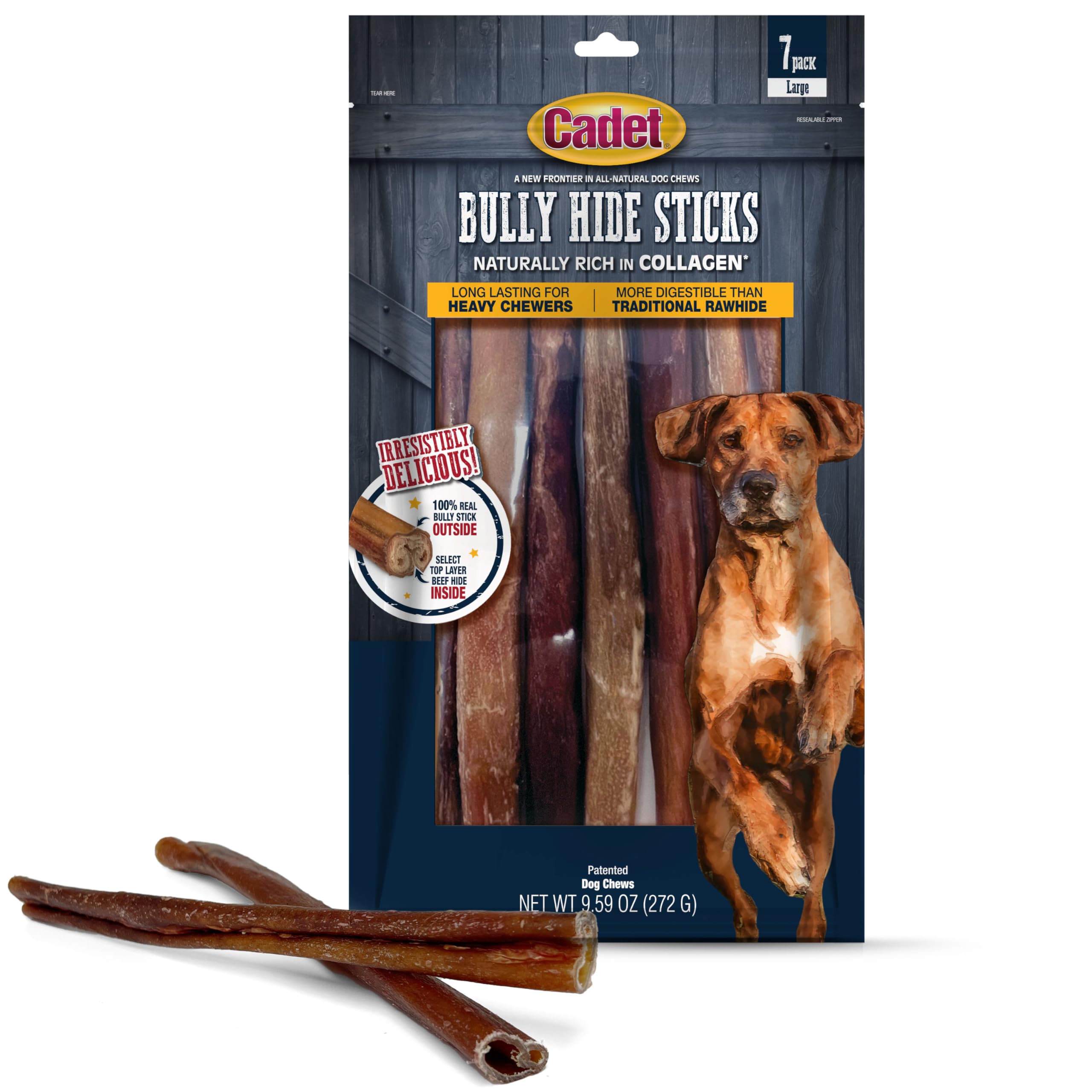 Cadet, emballage des bâtonnets, friandise durable pour chiens