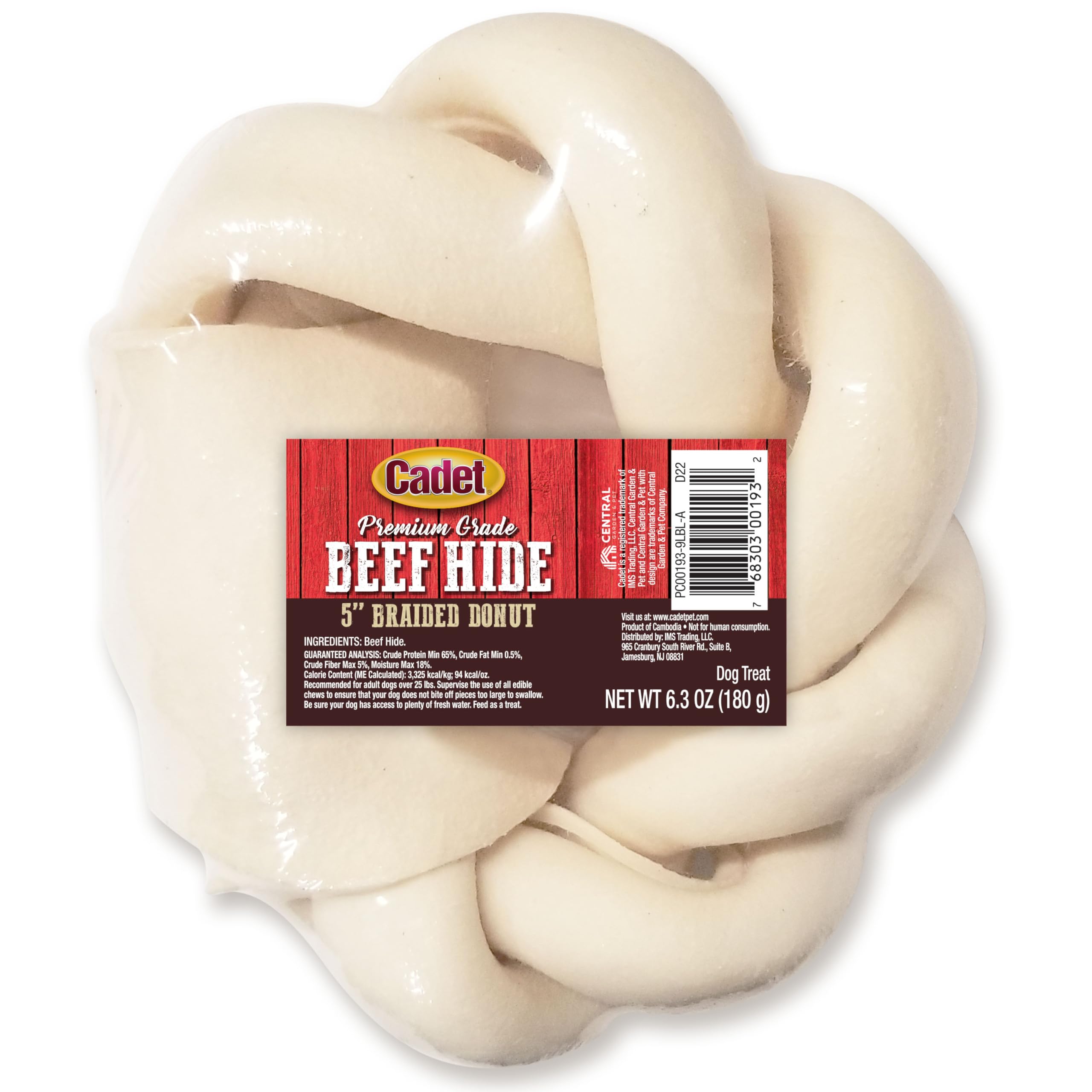 Cadet Donut peau de bœuf 5 pouces, friandise naturelle et longue durée pour chien