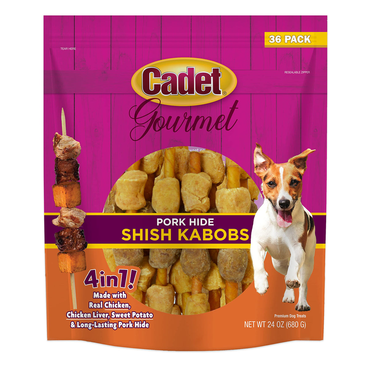 Cadet Gourmet broche poulet : friandise naturelle pour petits chiens.