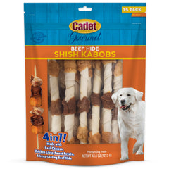 Cadet Gourmet brochettes boeuf 10 pouces – friandise longue durée pour chiens de grande taille.