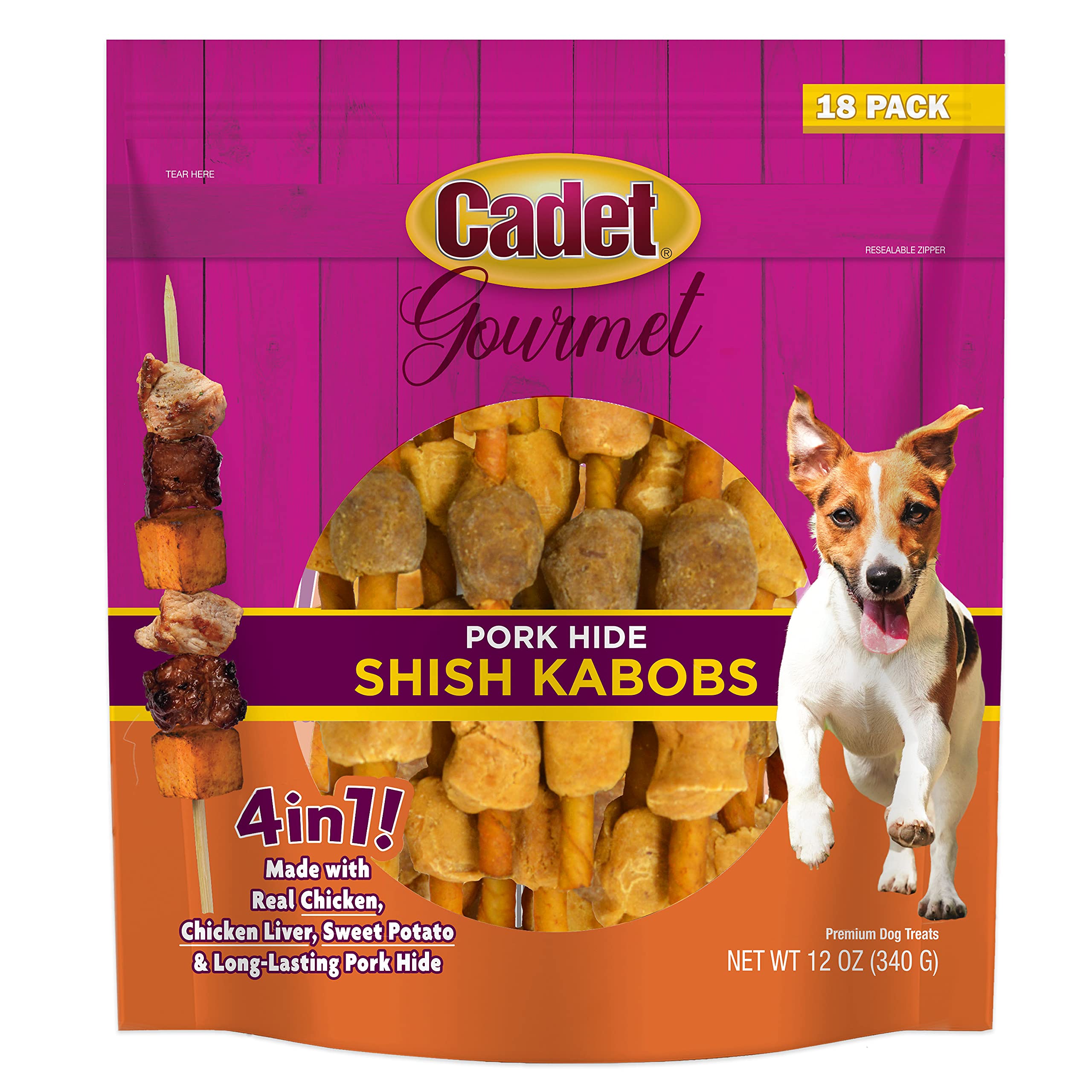 Cadet Gourmet brochettes poulet pour petit chien, récompense savoureuse et aide à occuper lors des jeux