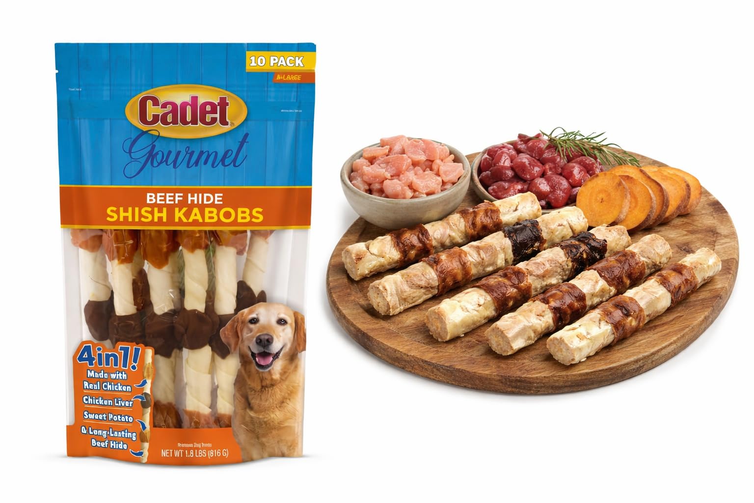 Cadet XL friandise chien, face de l emballage, présentation attirante et pratique
