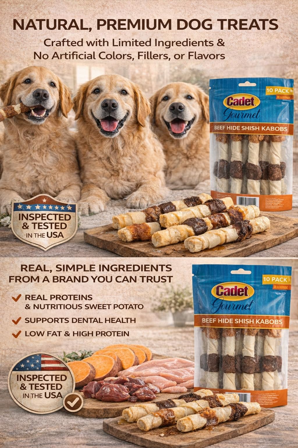 Cadet XL, texture croquante en gros plan, expérience de mastication