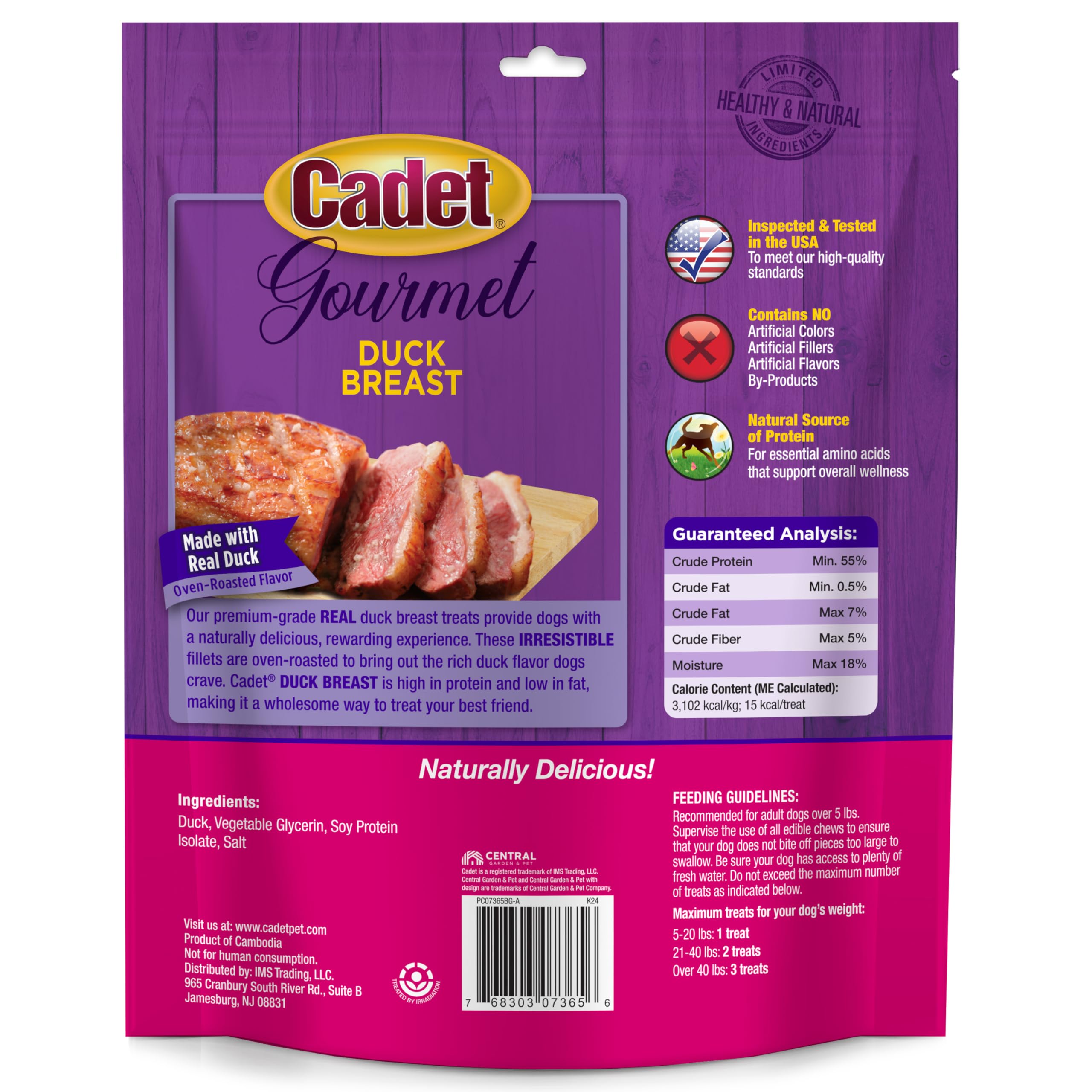 Cadet Gourmet Poitrine de Canard Jerky, récompense idéale pour chiens de grandes tailles