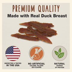 Cadet Gourmet Poitrine de Canard Jerky, emballage montrant la texture et la portion