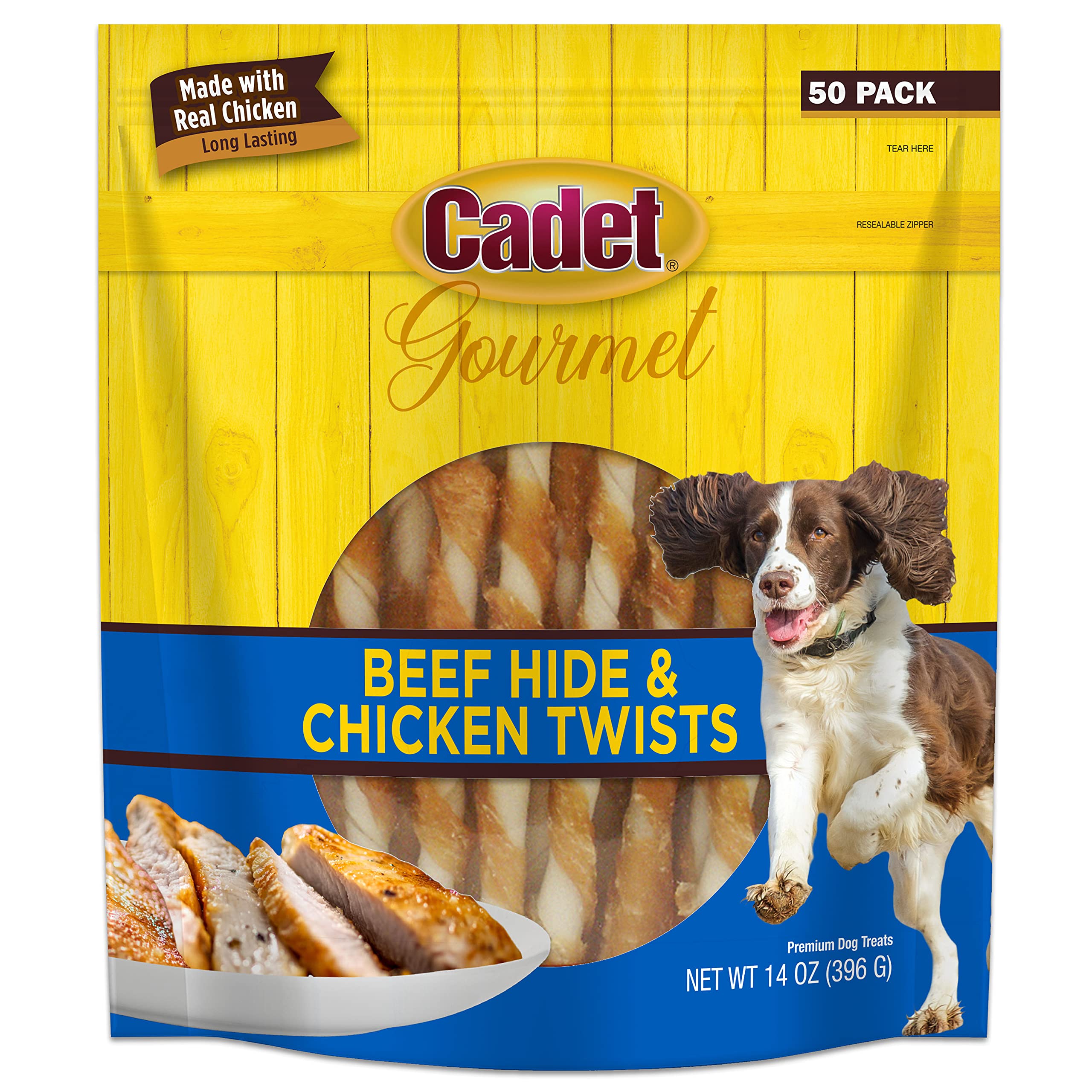 Cadet Gourmet twist boeuf-poulet 5 pouces pour chien, plaisir longue durée et hygiène dentaire potentielle