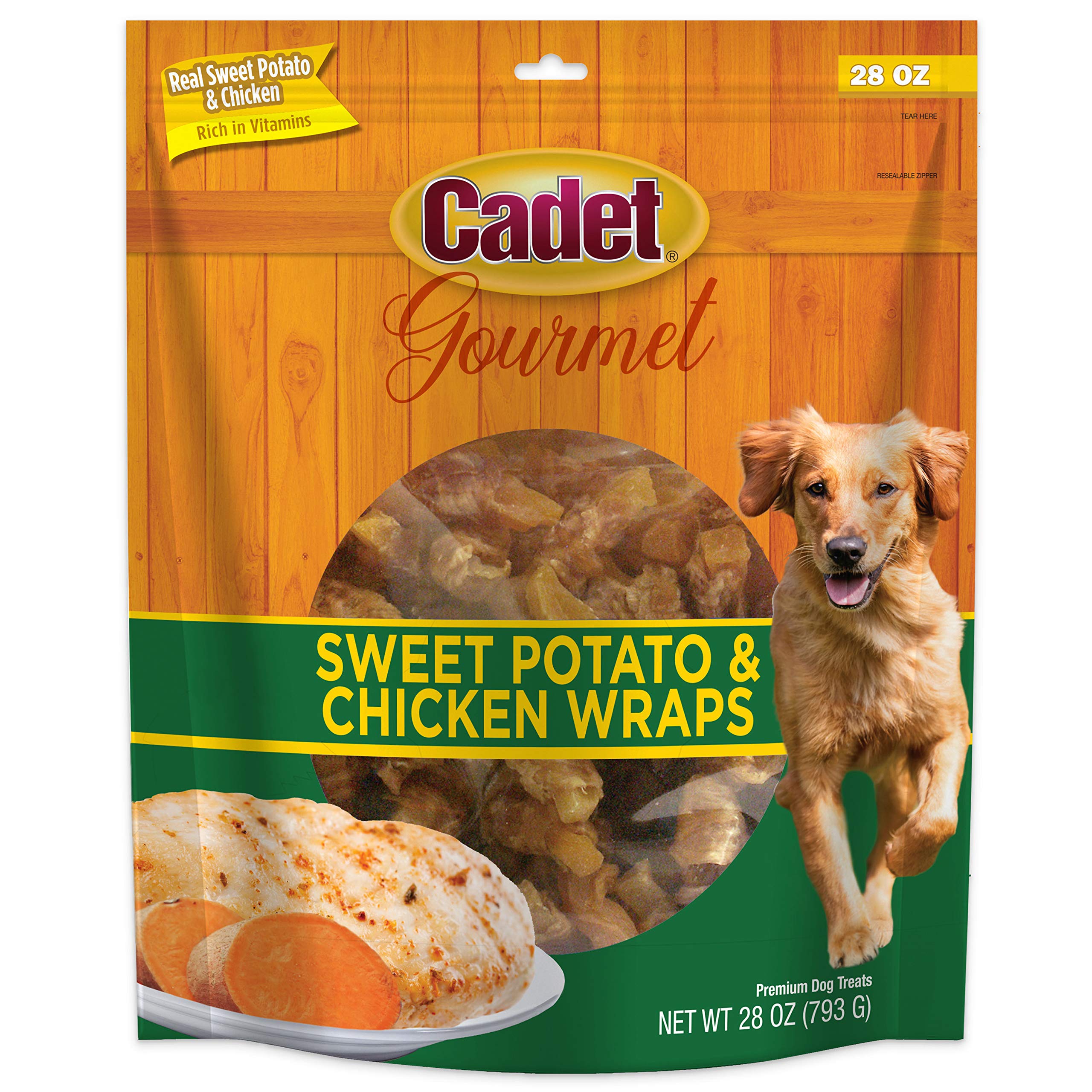Protéines et patate douce Cadet Gourmet Wraps visibles dans la tranche