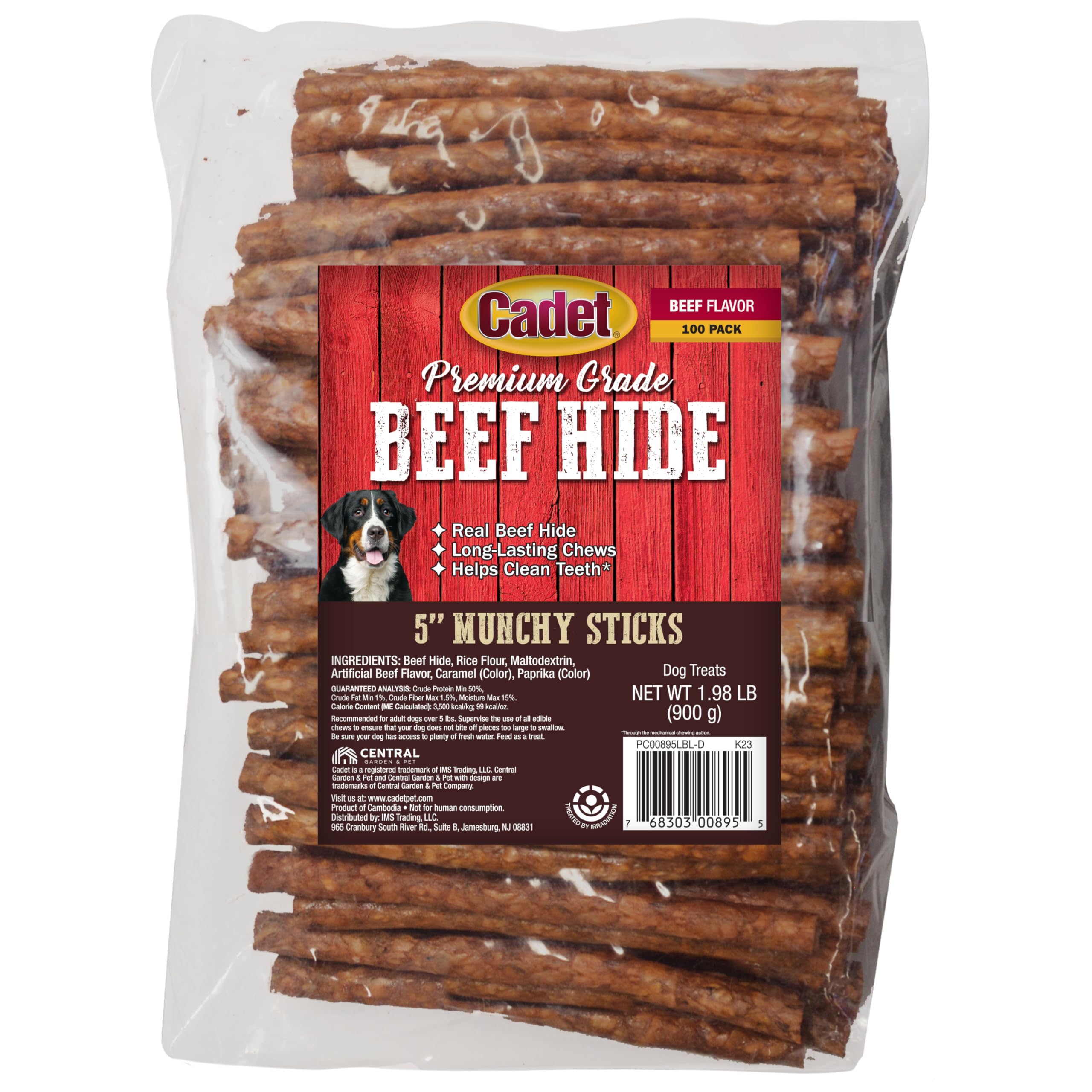 Cadet os de boeuf premium batonnet croquant 5 pouces, friandise naturelle.
