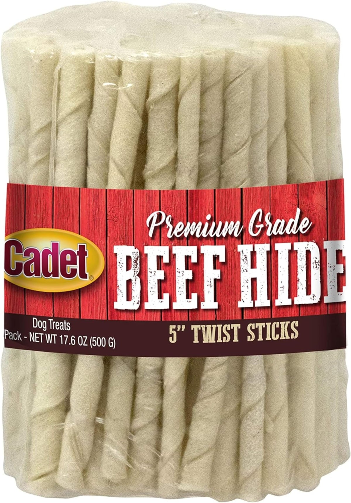Cadet Os cuir de boeuf torsadé pour chiens — friandise naturelle qui occupe et entretient les dents.