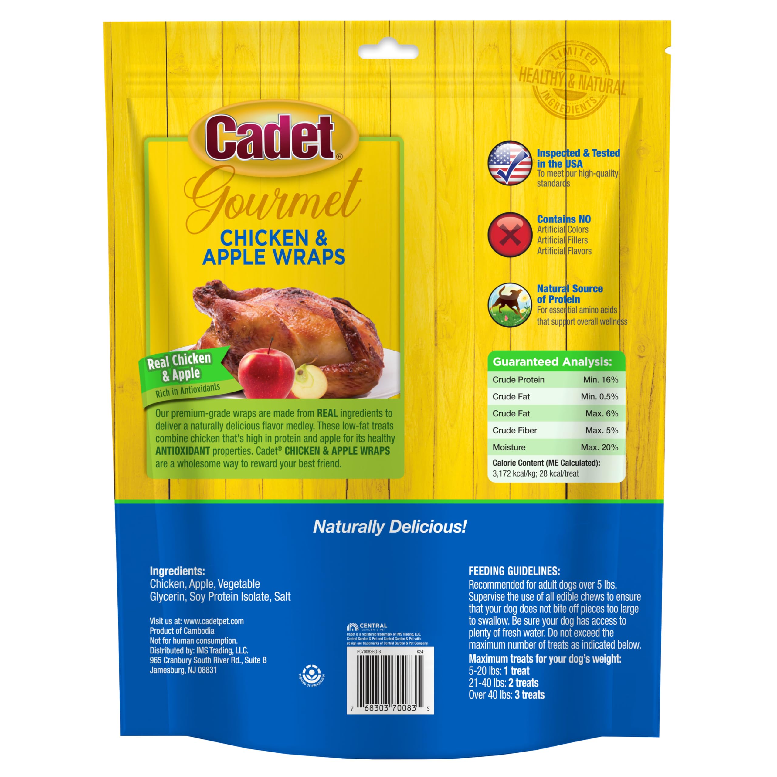 Cadet friandises enveloppées, texture agréable pour chiens actifs.