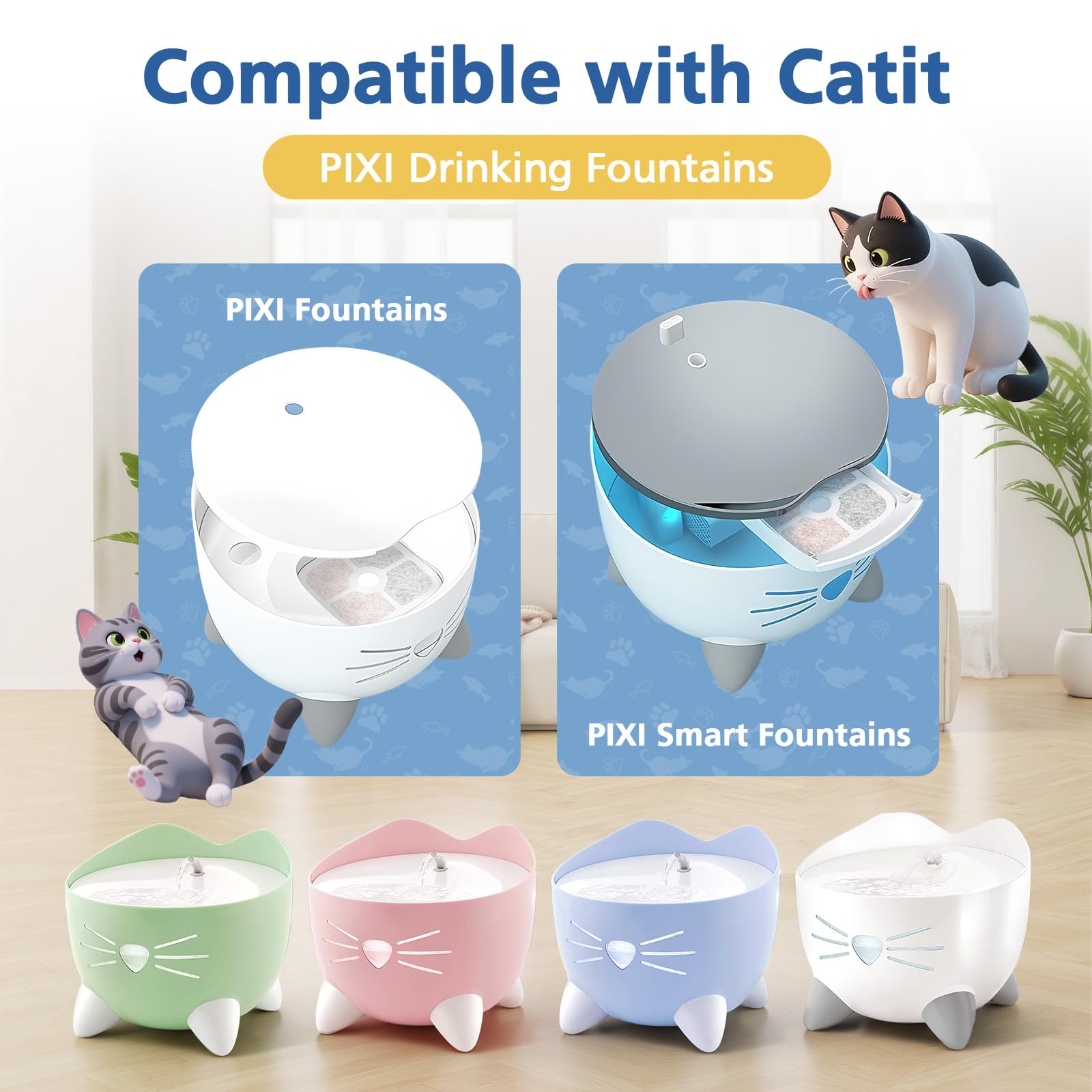 Caehomly filtre Catit PIXI, action triple-action réduit odeurs et impuretés