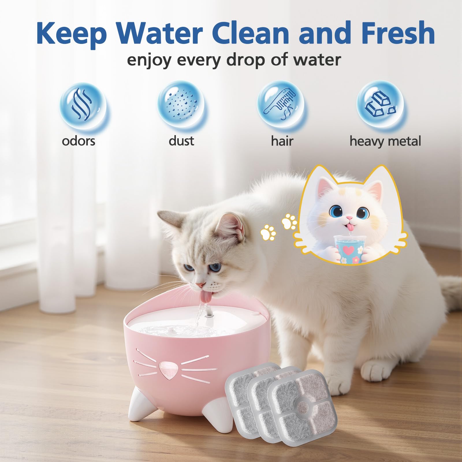 Caehomly filtre Catit PIXI, résine ionique adoucit l’eau