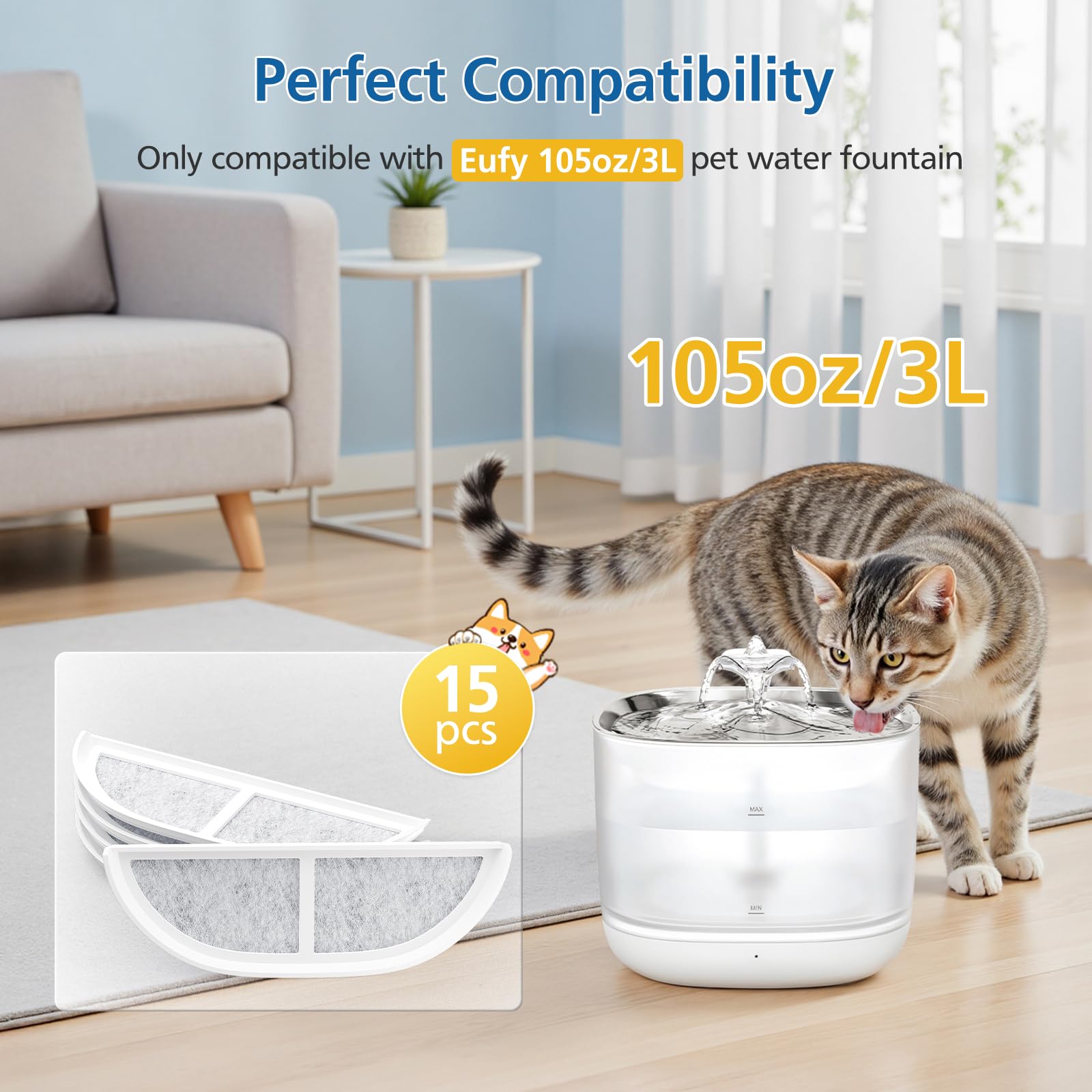 Caehomly filtre triple-filtration – élimine poussières et chlore pour eau neutre.