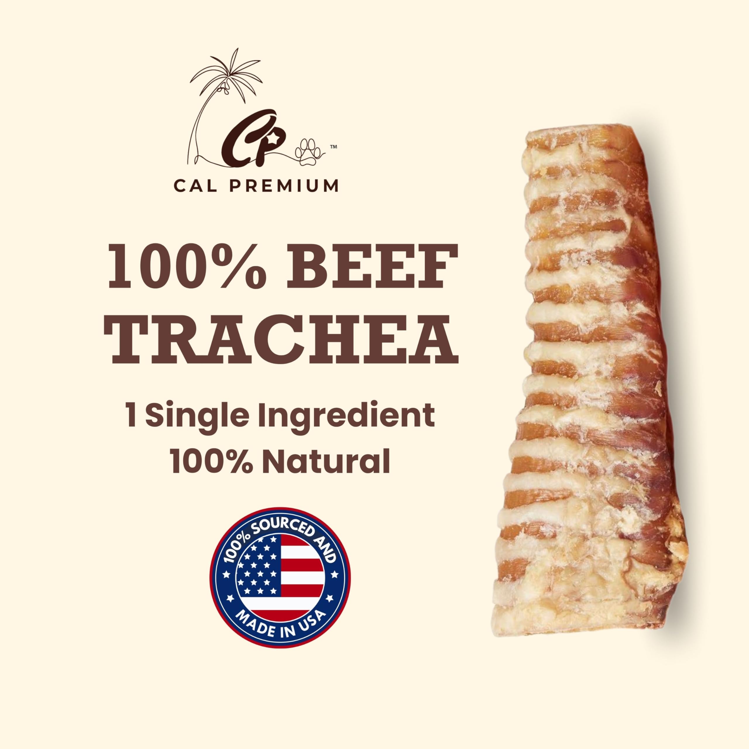 Trachée de boeuf Cal Premium, emballage 2 paquets, texture creuse pour nettoyage partiel des dents.