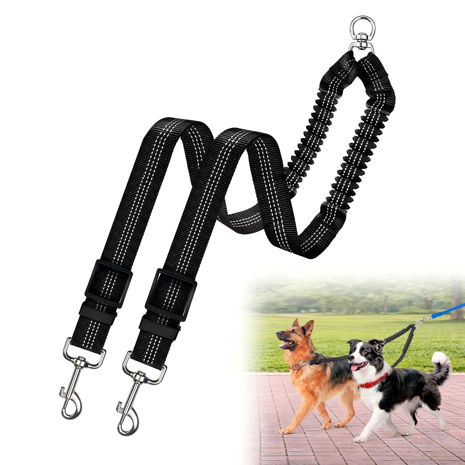 Caldzur lien double-chien 360 tour pour une marche fluide sans enchevêtrement.