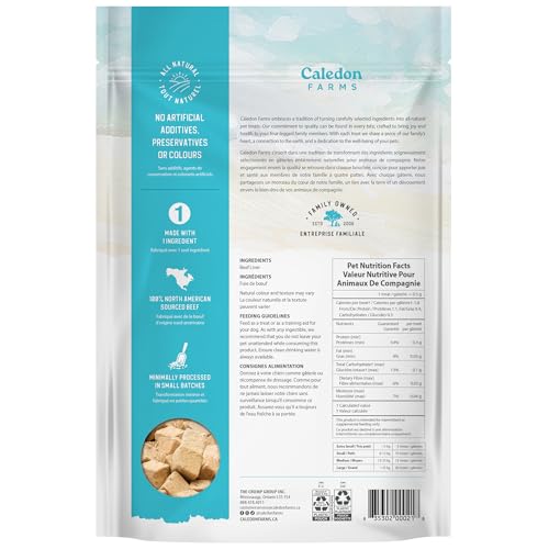 Caledon Farms: texture legere des bouchées foie-boeuf, facile a mâcher.