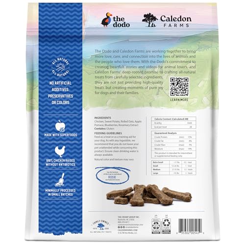 The Dodo biscuits poulet-pomme-myrtille, ingrédients simples sans additifs artificiels.