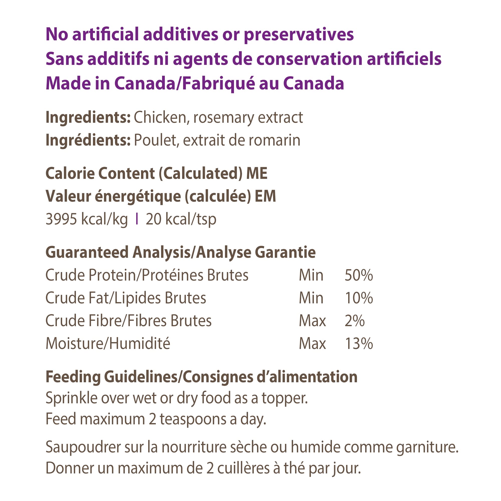 Caledon Farms garniture-poulet chien texture-croustillante ajoutant du peps.