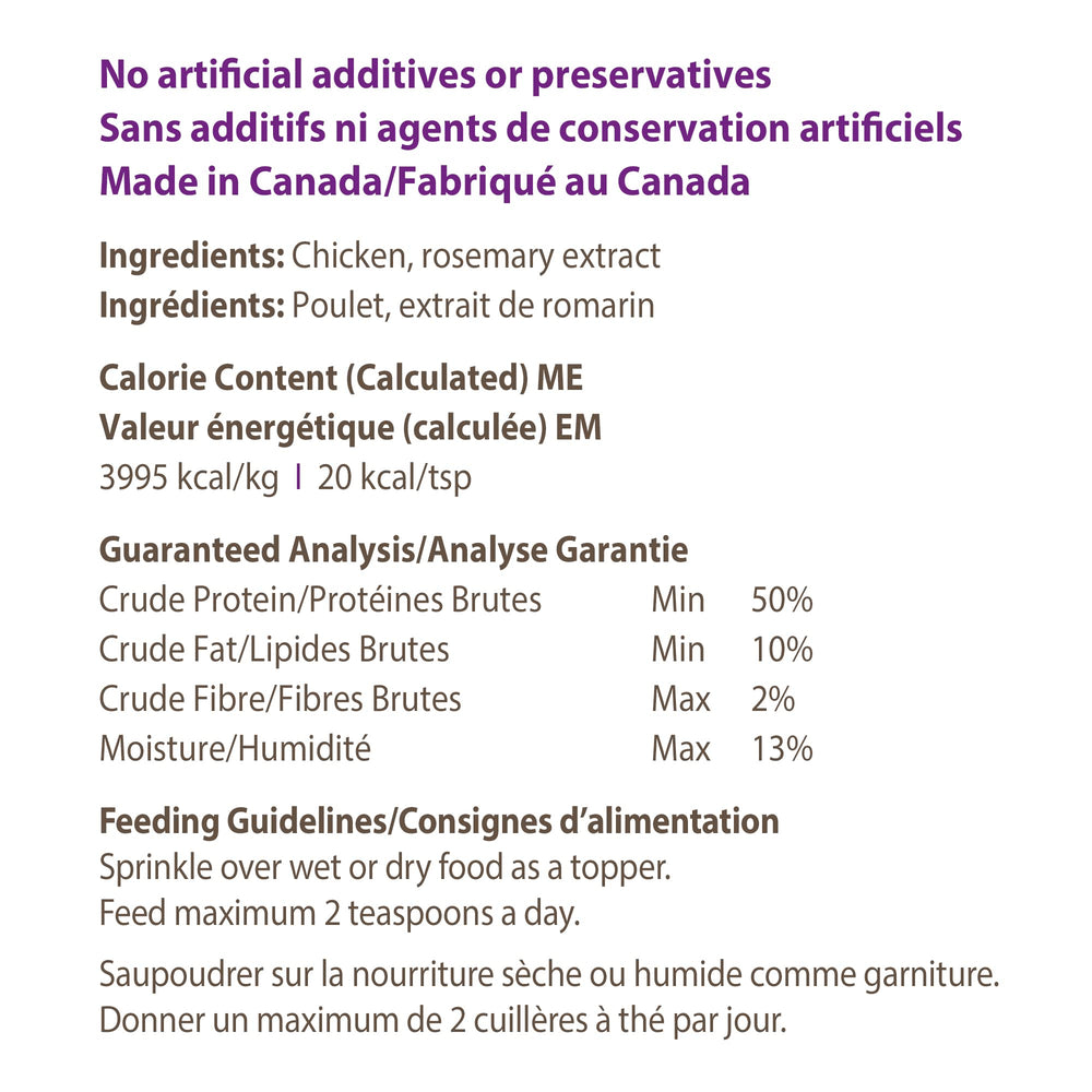 Caledon Farms garniture-poulet chien texture-croustillante ajoutant du peps.