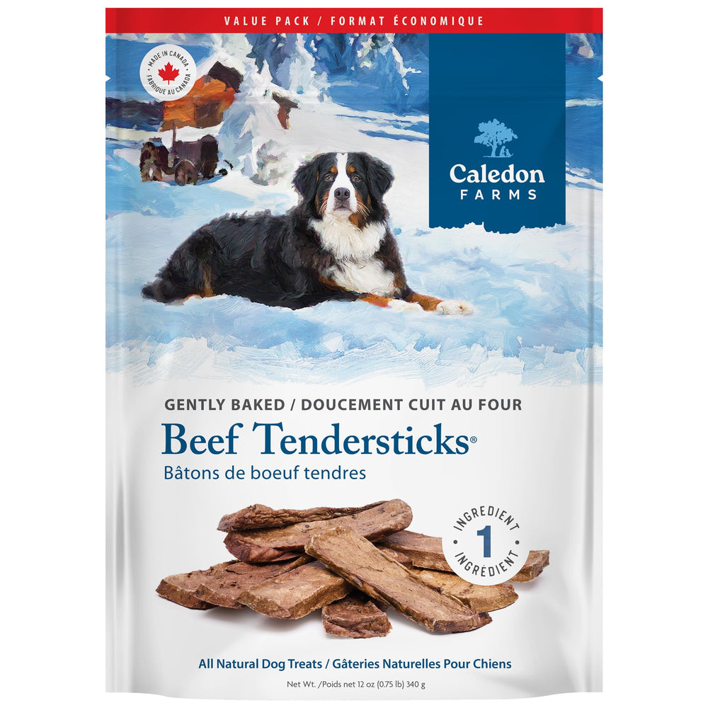 Caledon Farms Tendersticks boeuf naturel emballage: récompense naturelle pour chien lors des promenades