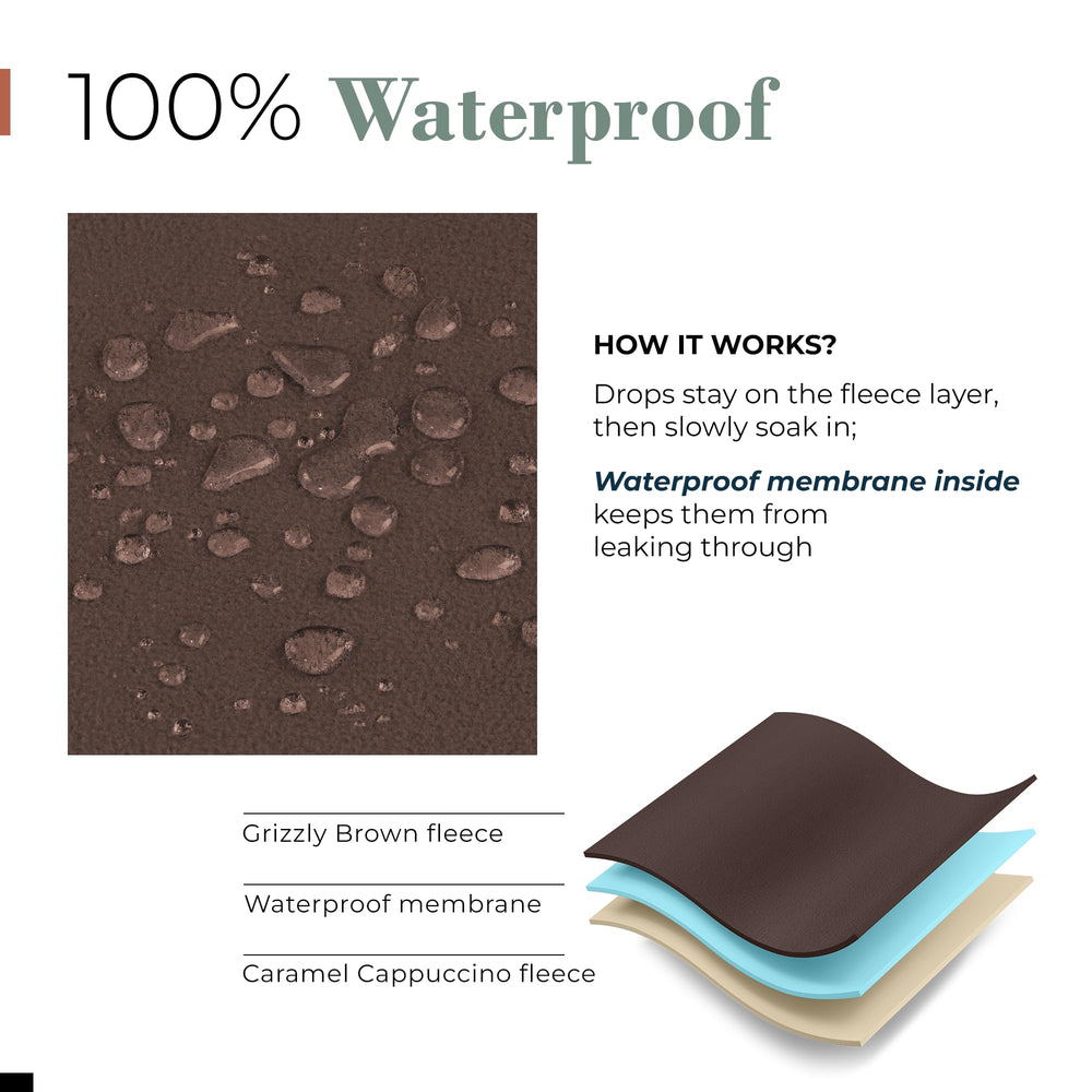 Callarome couverture imperméable marron anti-tache pour famille et enfants.