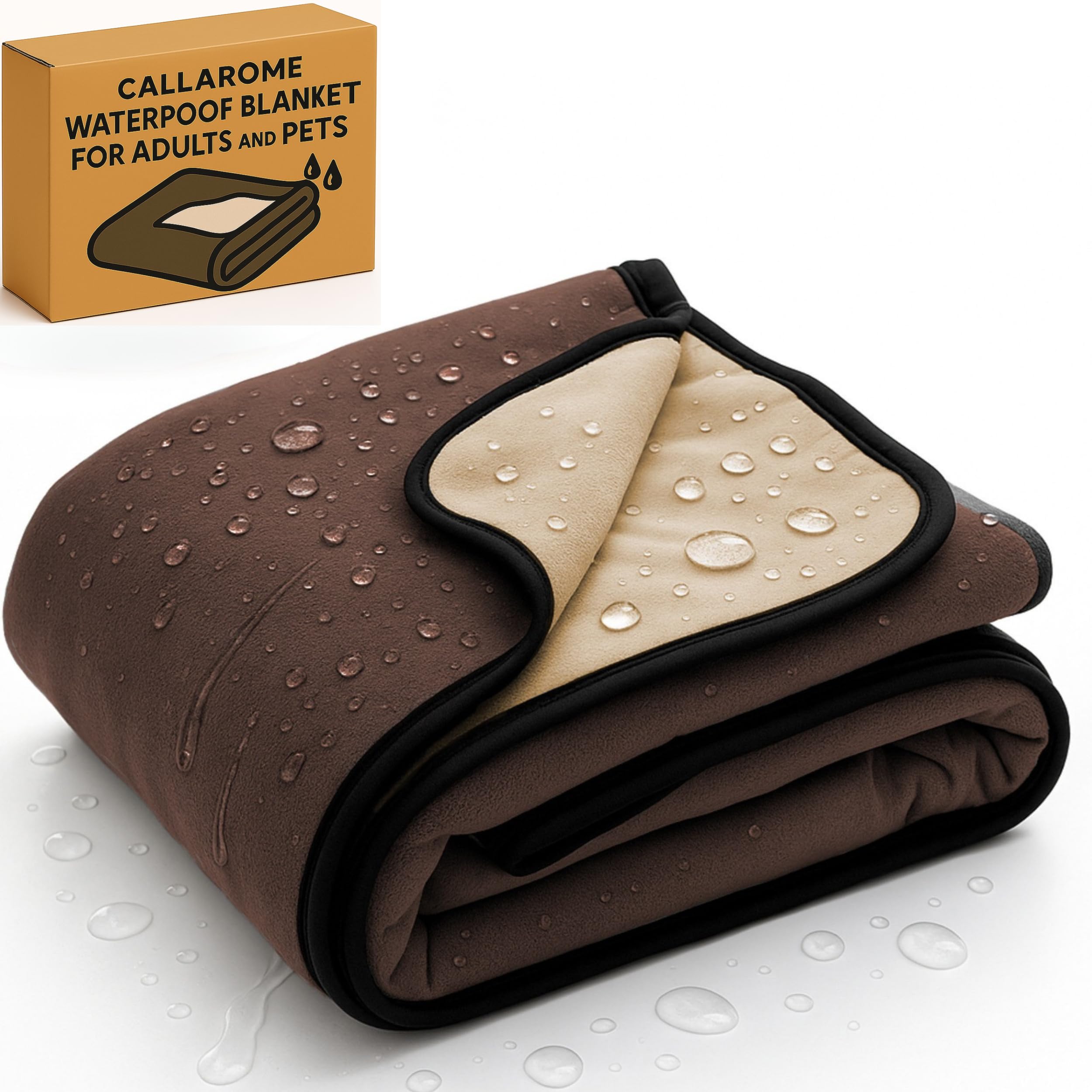 Callarome couverture imperméable marron face douce protège lit des taches.