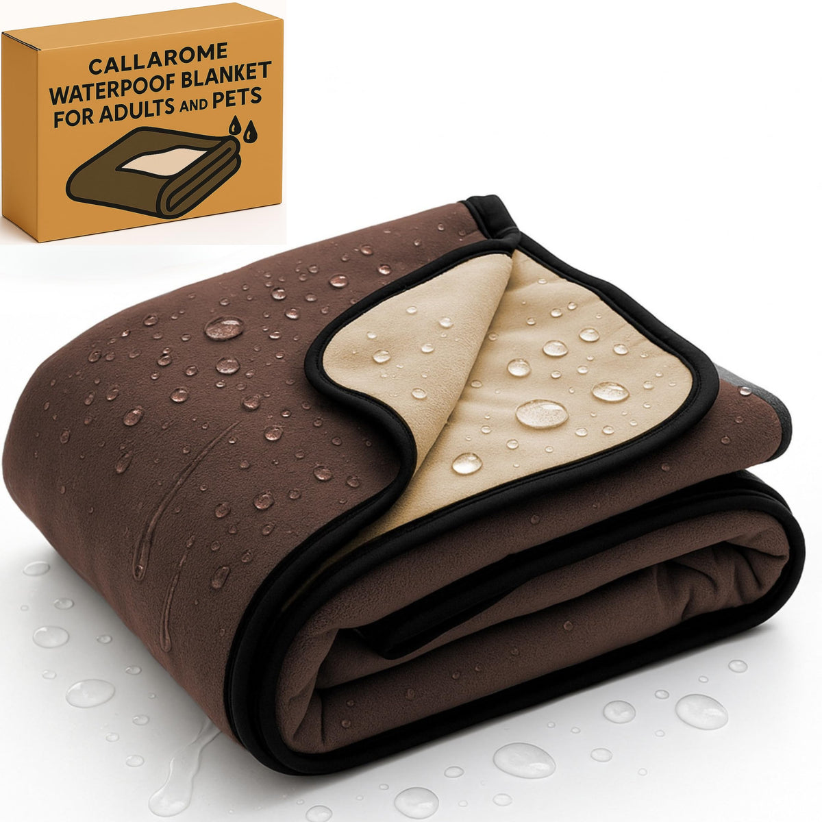 Callarome couverture imperméable marron face douce protège lit des taches.