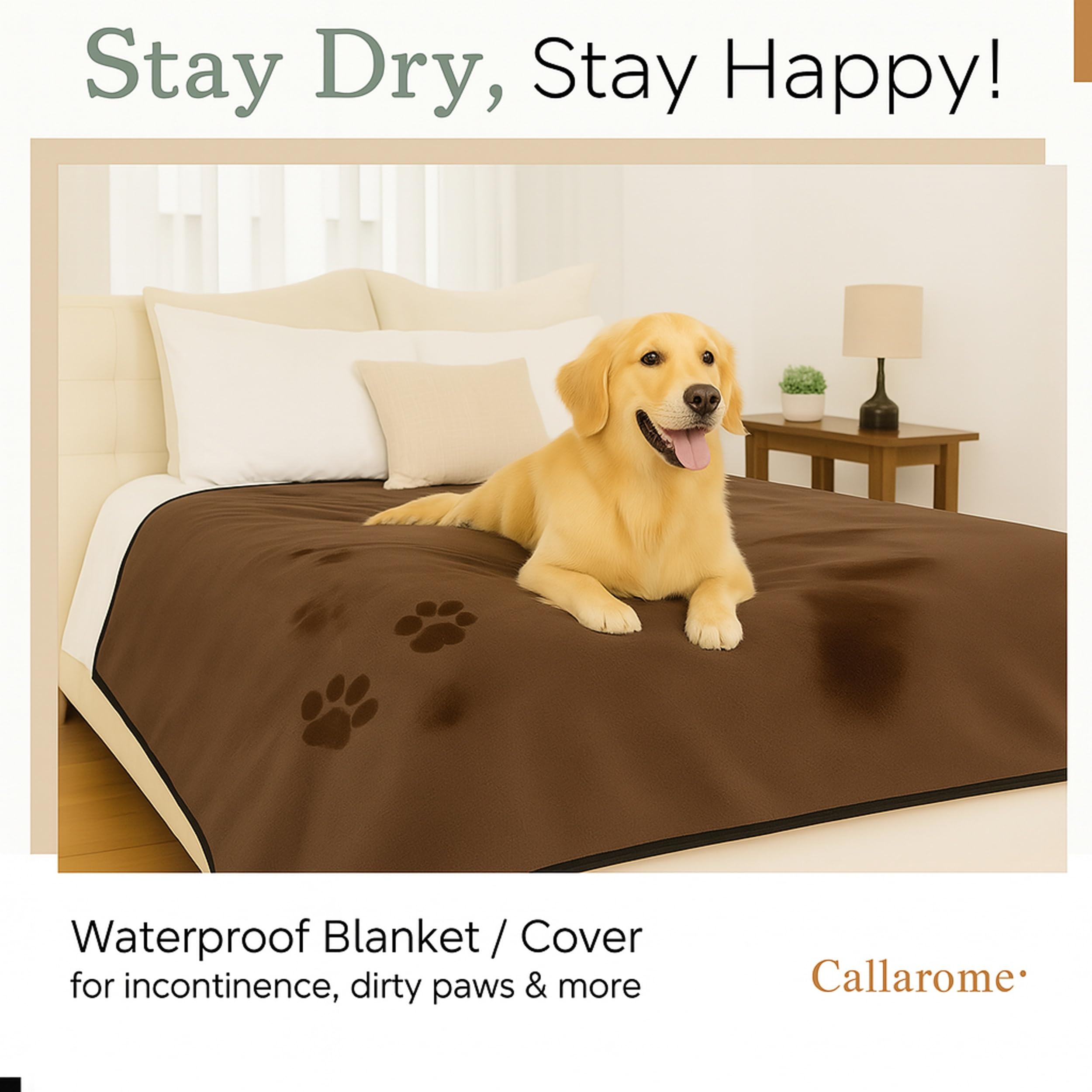 Callarome couverture imperméable marron revers protecteur idéal pour canape et salon.