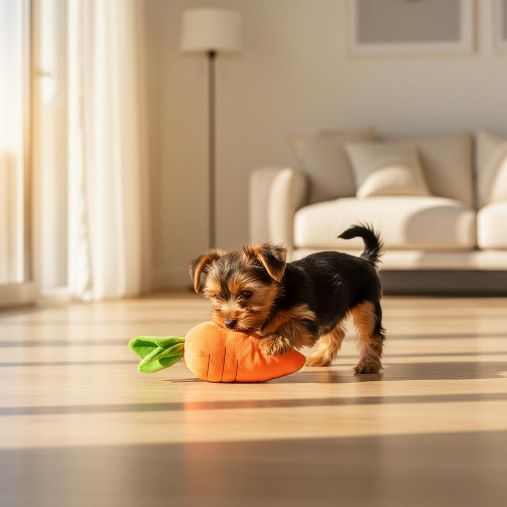 Peluche carotte Calsgkspray adaptée à tous les poids de chiens