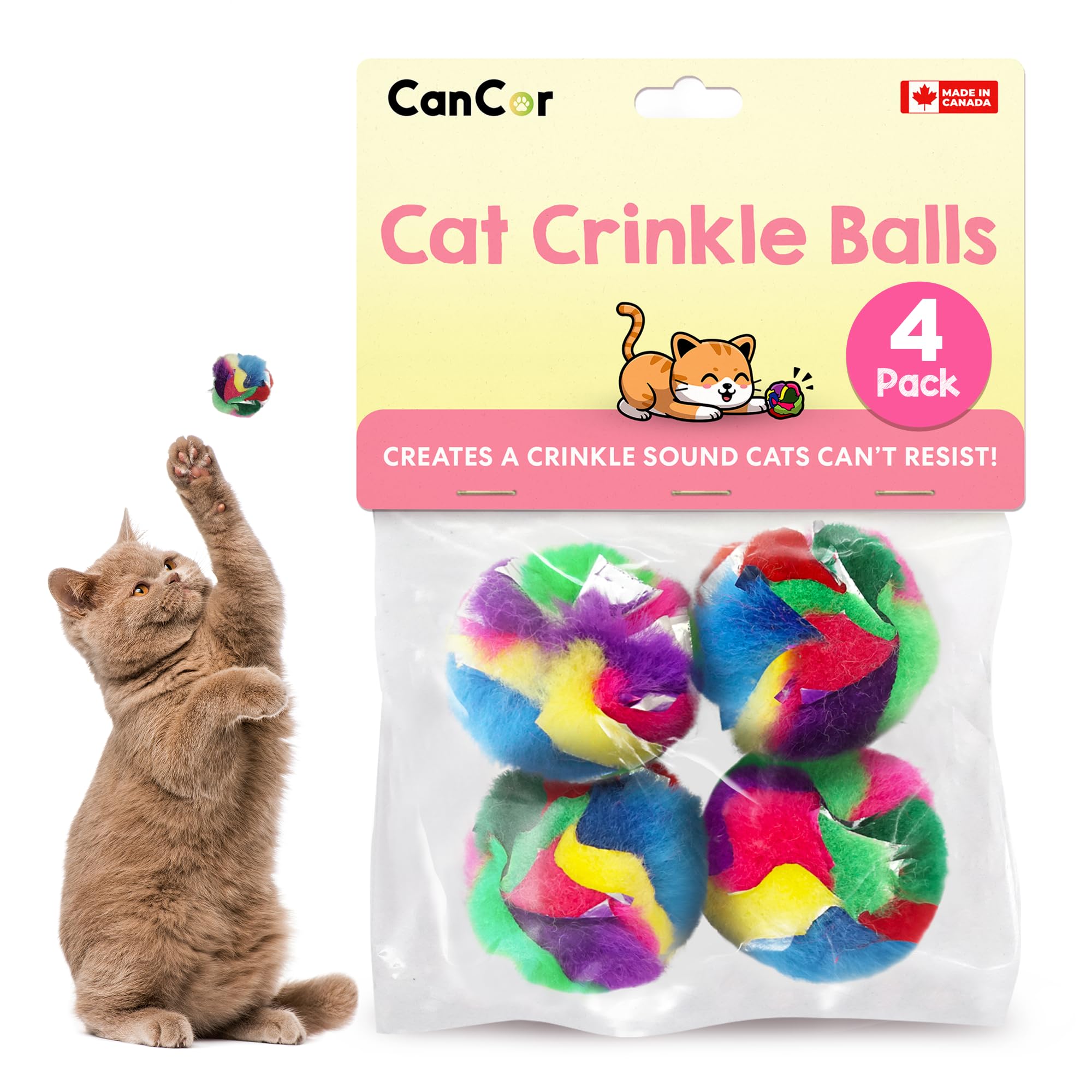 Boules Cancor Innovations de 1,5 pouces pour chat, stimulent le jeu intérieur.
