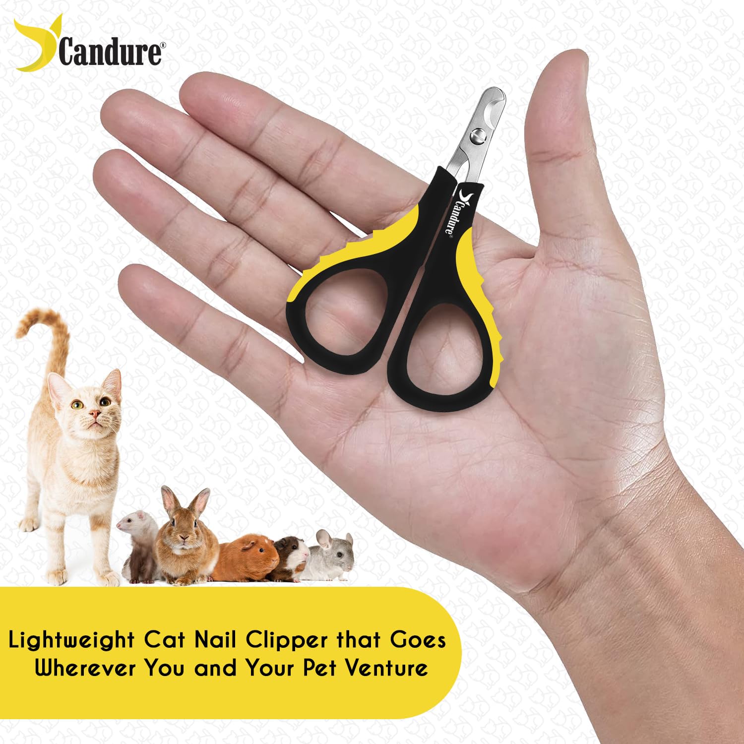 Candure coupe-ongles pour petits animaux, couleur jaune attrayante.