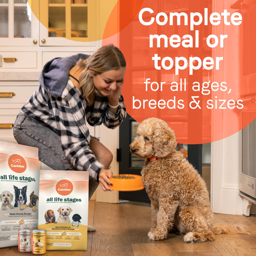 CANIDAE All Life Stages nutrition complète pour tous les âges et races de chiens.