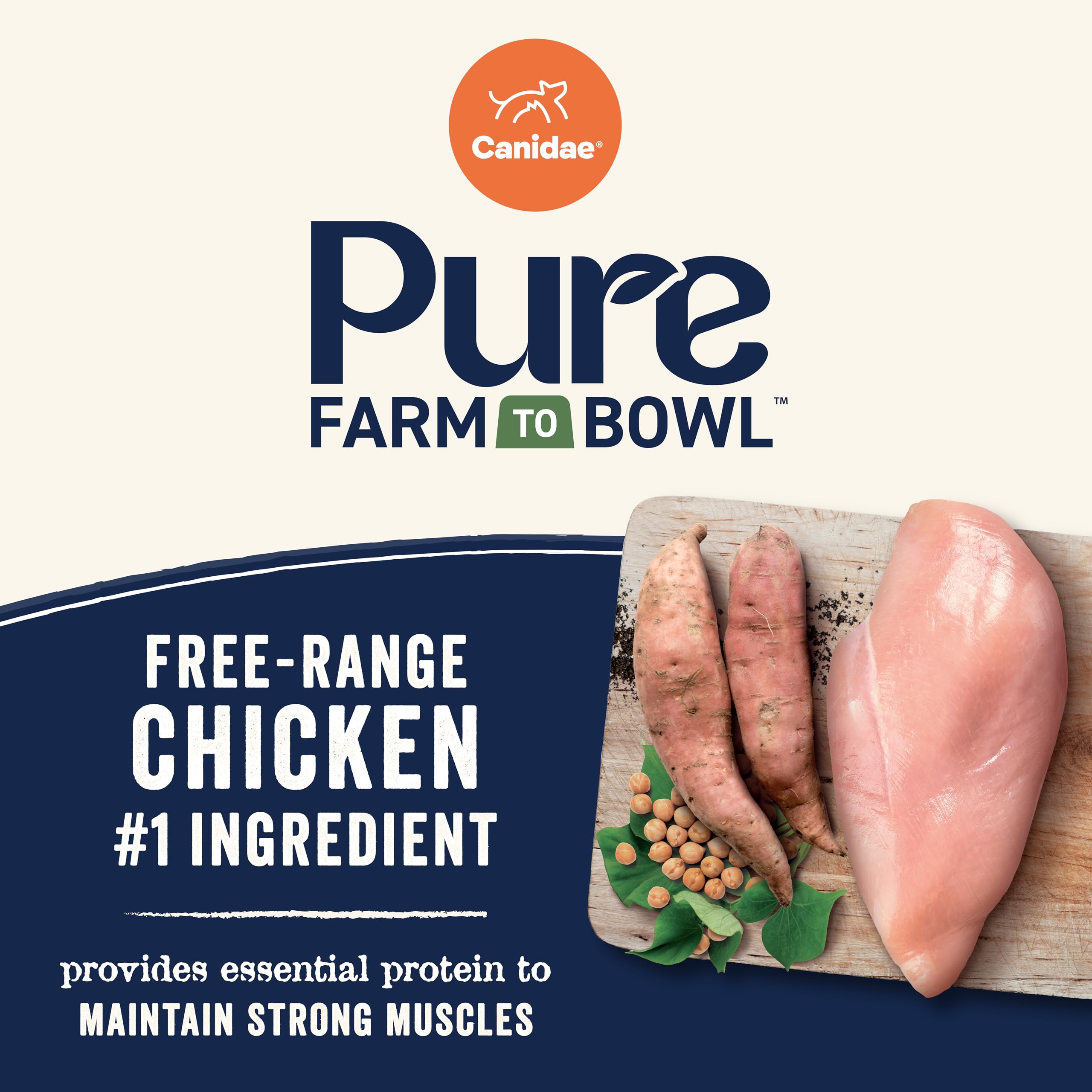 CANIDAE Pure: recette sans céréales et sans maïs ni blé.
