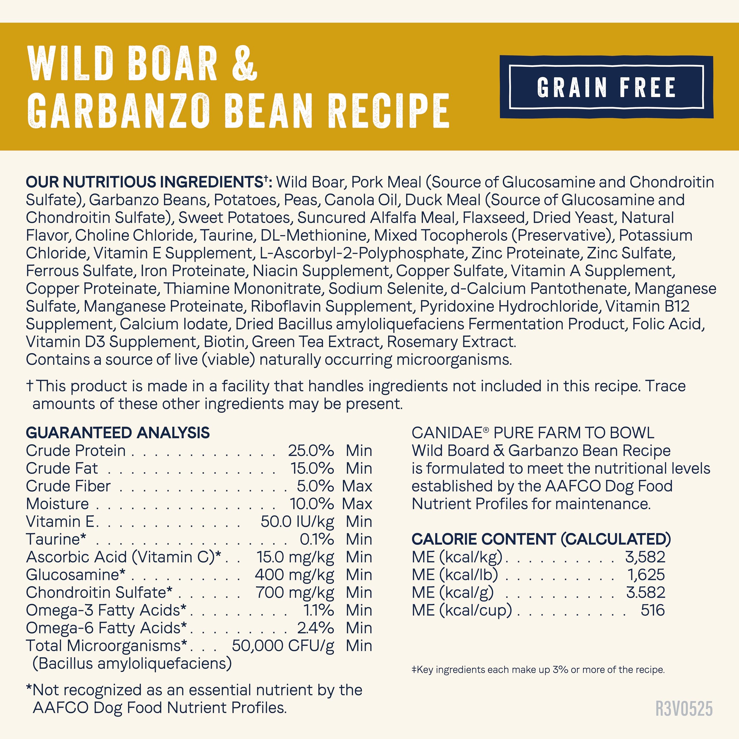 Canidae Pure sans additifs artificiels, goût naturel et respect des ingrédients.
