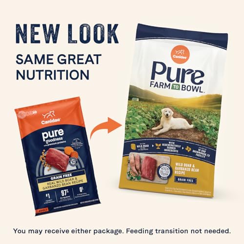 Canidae Pure Farm to Bowl pois-chiches, fibres naturelles pour une digestion équilibrée.
