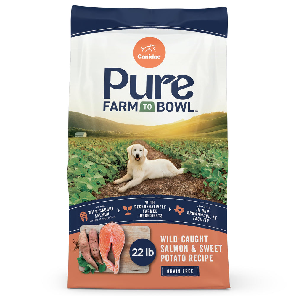 CANIDAE Pure Farm to Bowl avec saumon sauvage et patate douce, pelage potentiellement plus sain