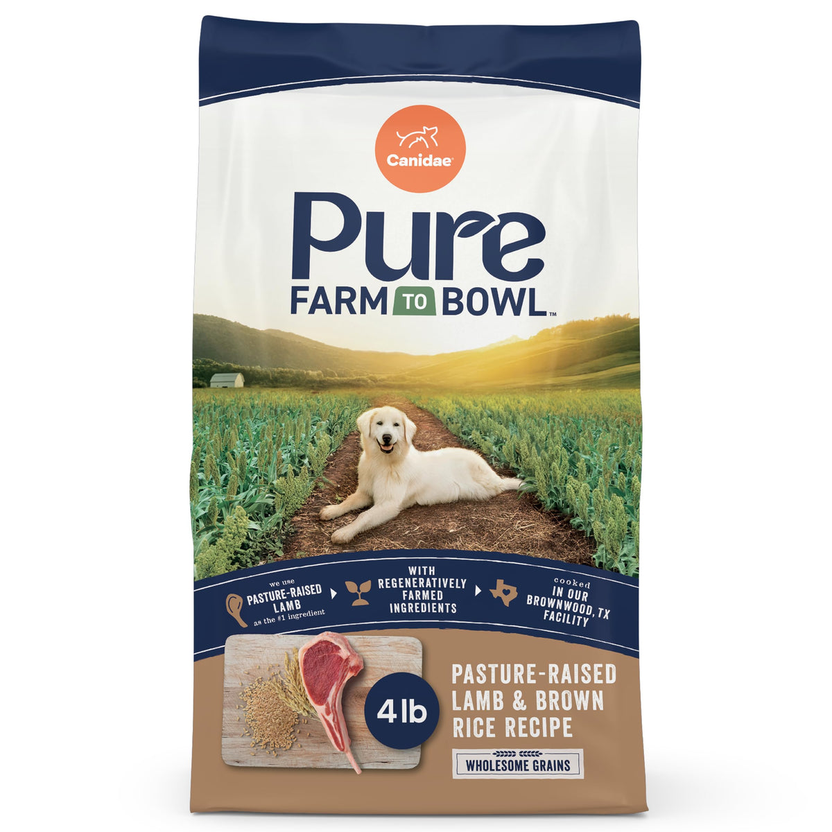 Canidae Pure croquettes d'agneau de pâturage pour chien équilibré.