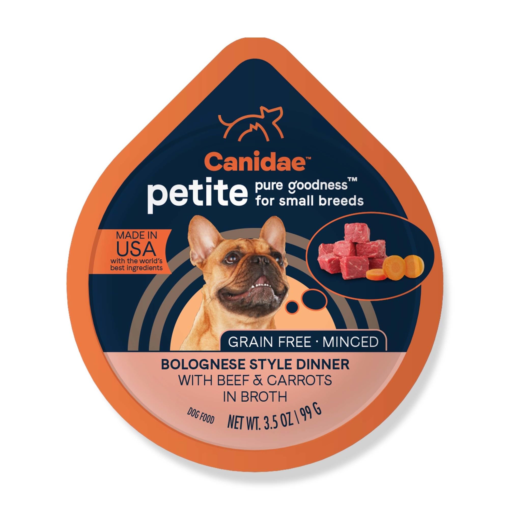CANIDAE Pure Petite pot de 12x3-5onces avec boeuf et carottes, repas pratique.