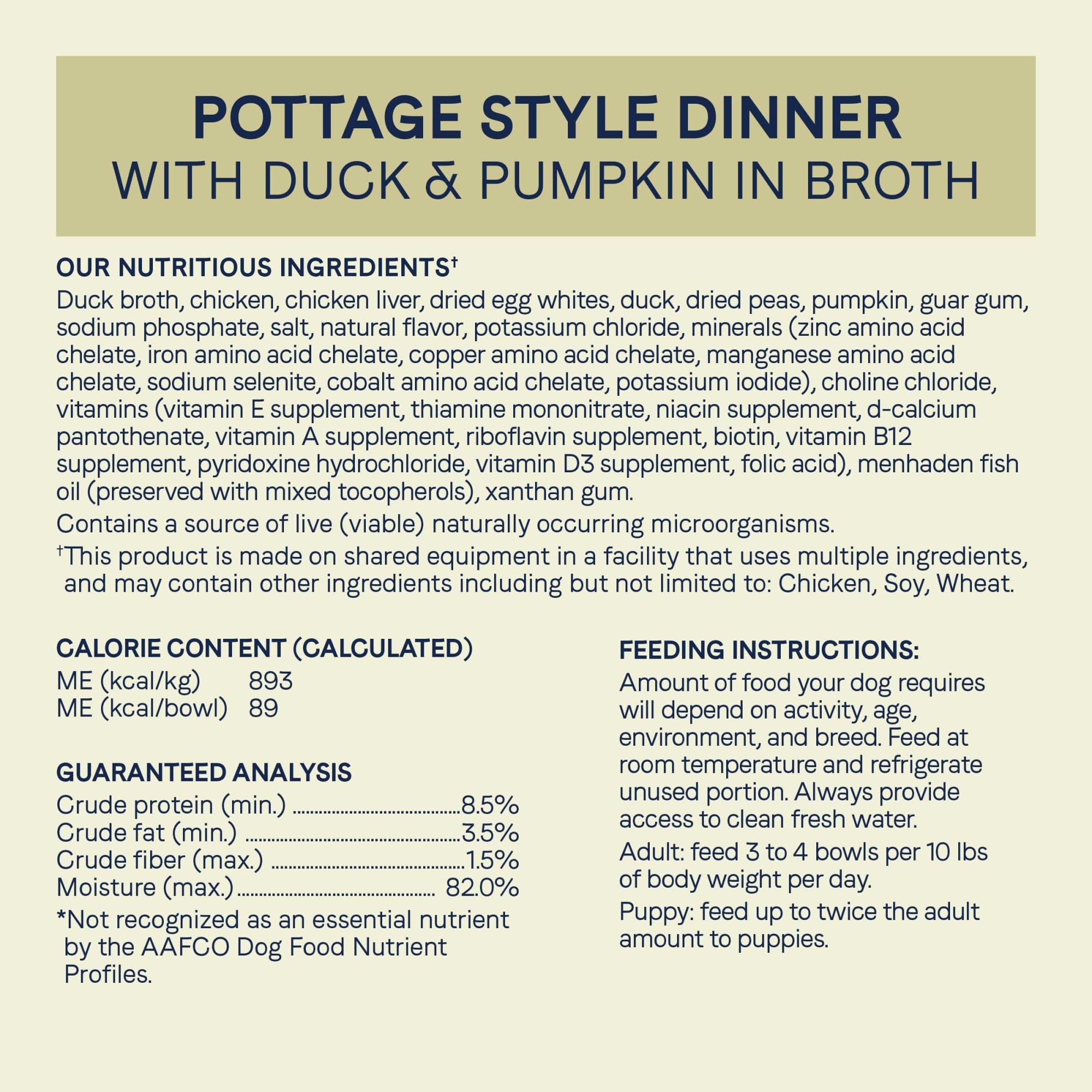Canidae Pure Petite: pot canard et citrouille en bouillon, aidant digestion.