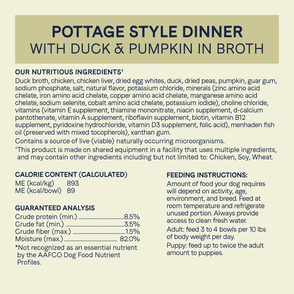 Canidae Pure Petite: pot canard et citrouille en bouillon, aidant digestion.
