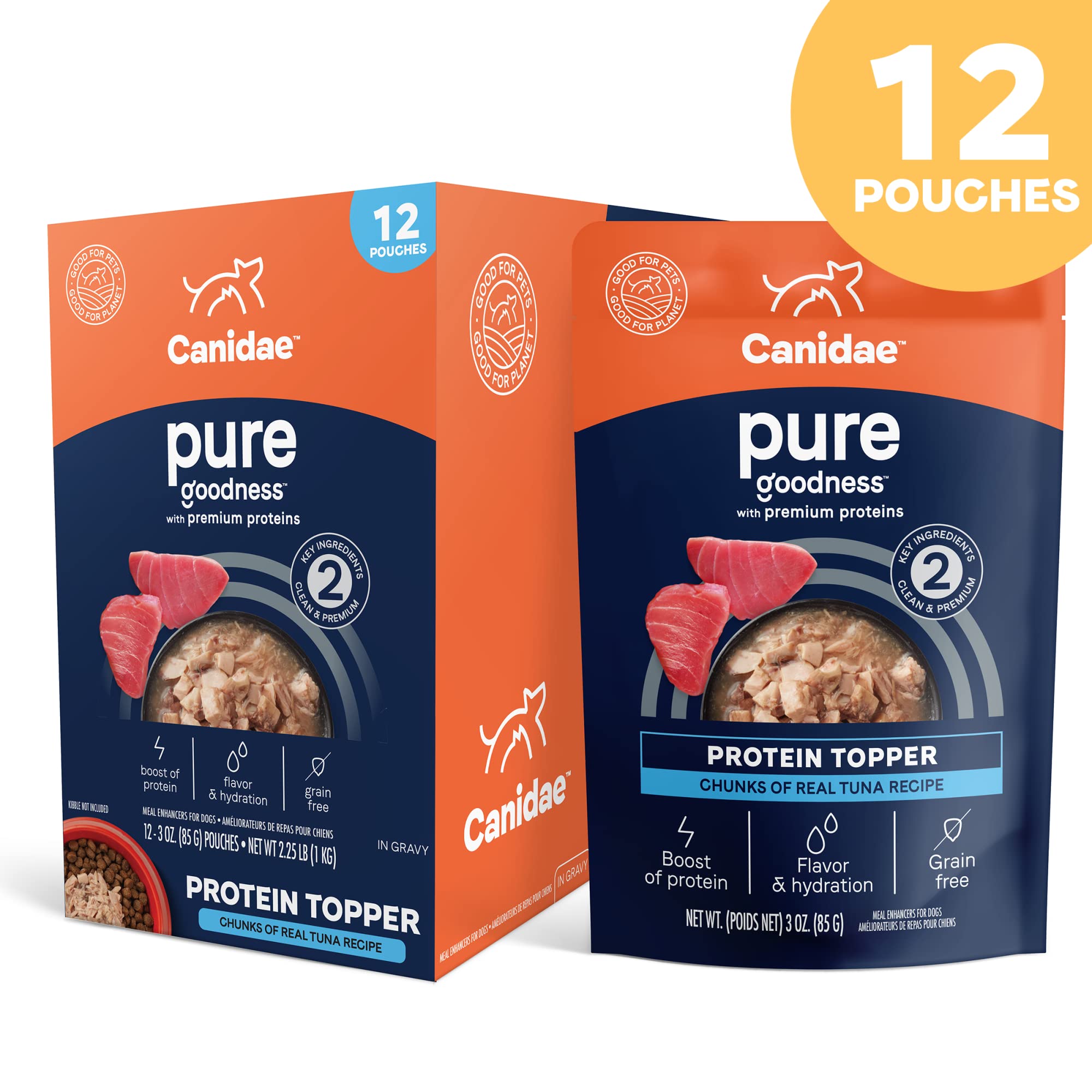 CANIDAE Pure Protein Topper – Emballage de 12 boîtes de 3 oz, pratique et économique.