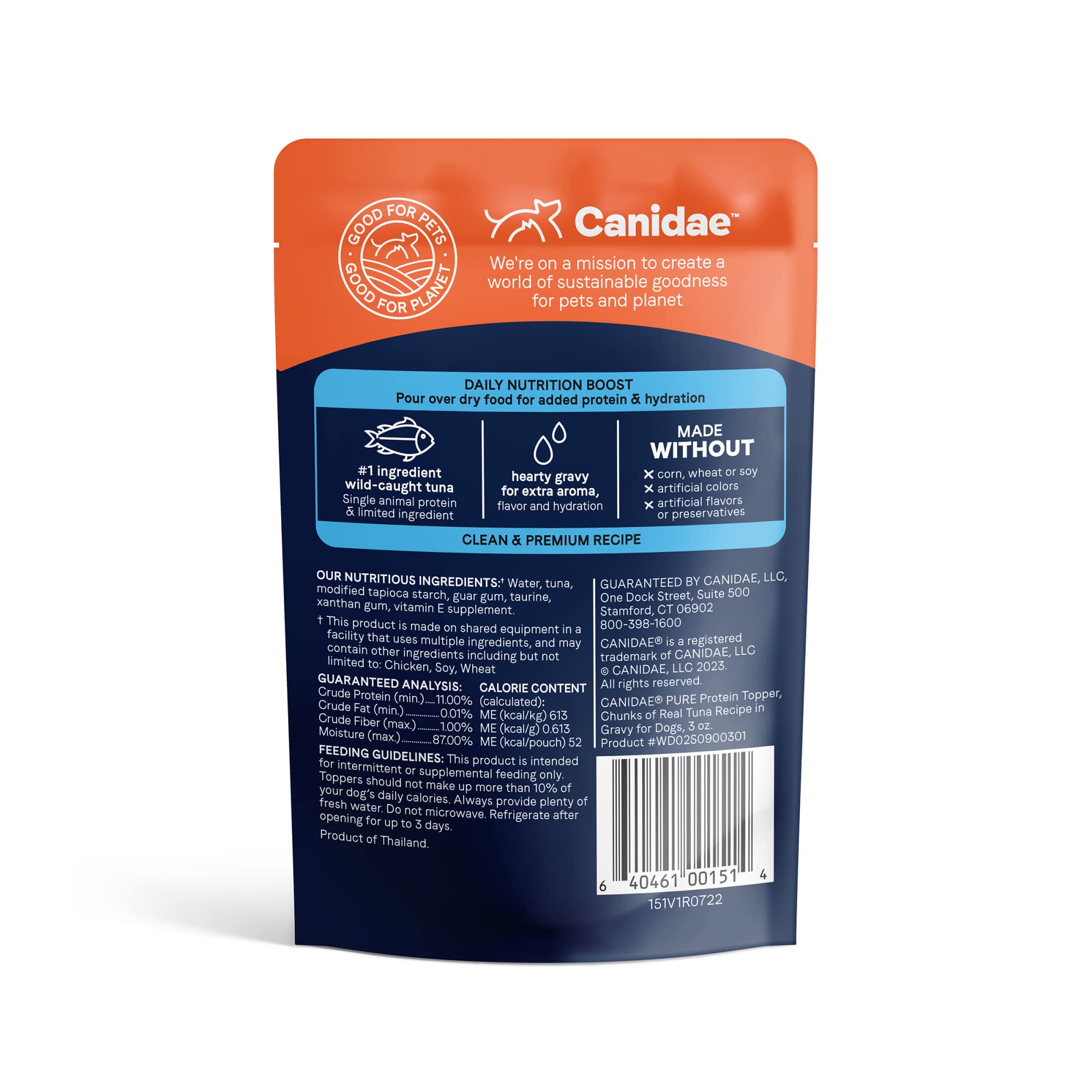 CANIDAE Pure Protein Topper – Morceaux de thon dans sauce brune pour nourrir et hydrater le repas.
