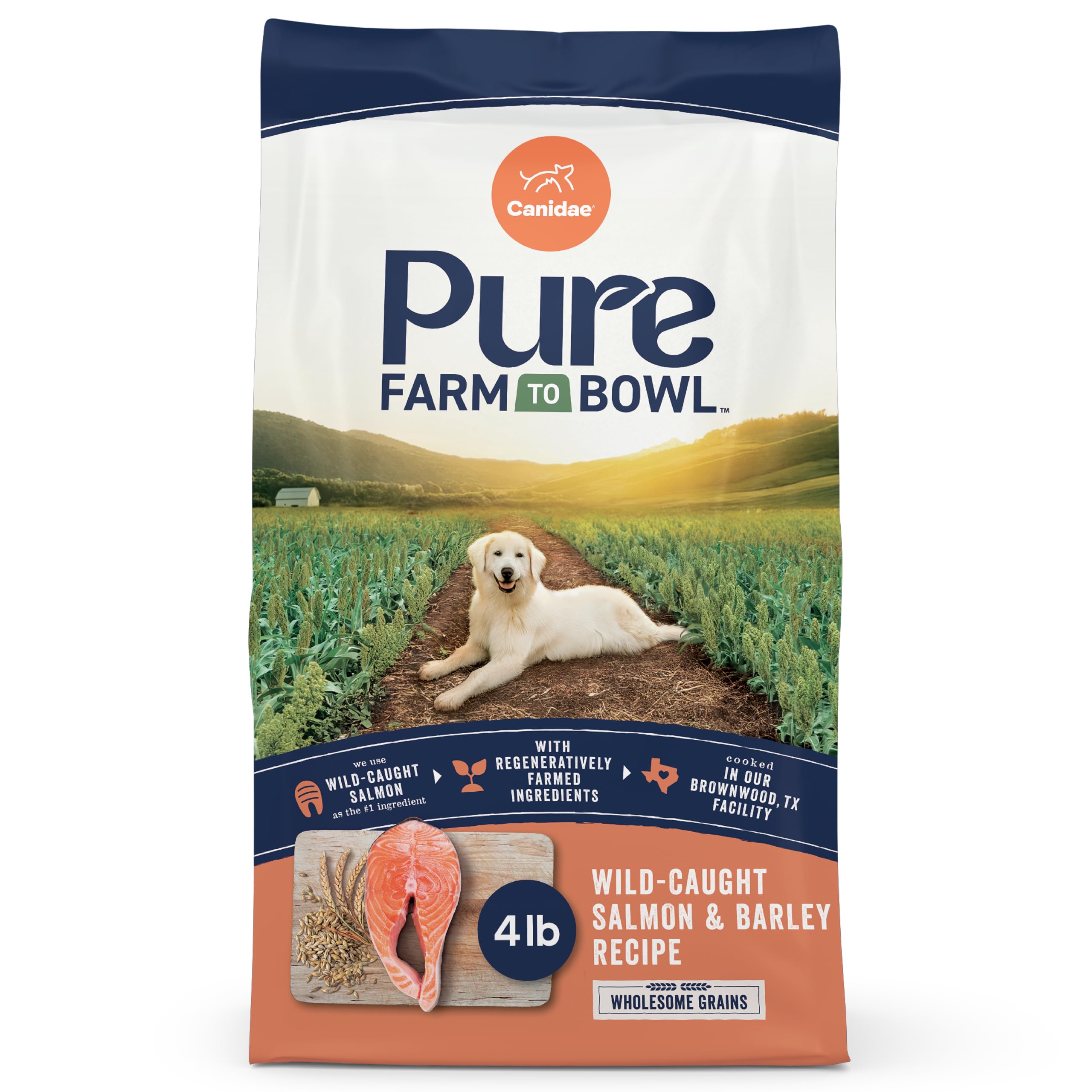 Canidae Pure saumon sauvage dans bol, protéines élevées pour un pelage sain.
