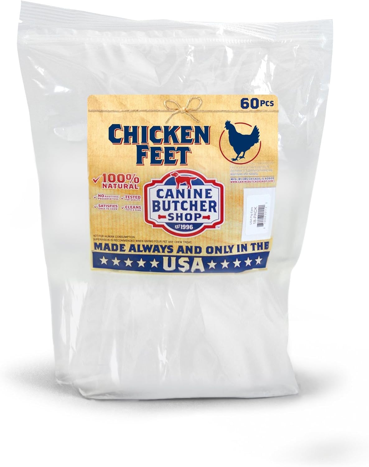 Canine Butcher Shop pattes-poulet-seches-usa : friandise naturelle et croquante.