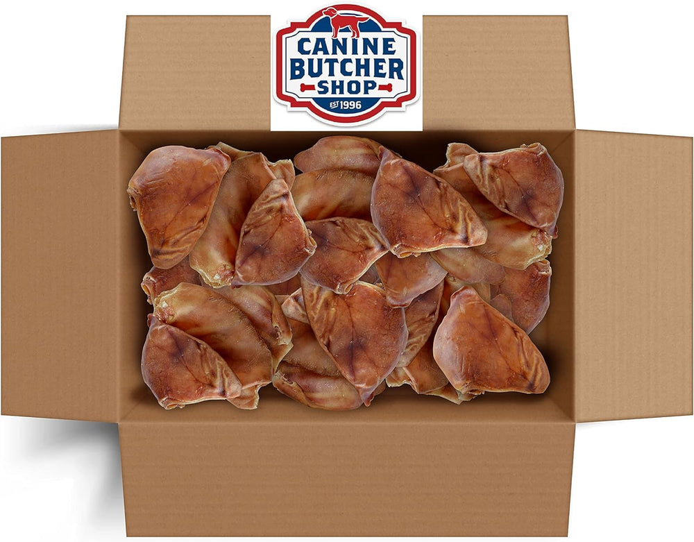 Canine Butcher Shop Oreilles de porc, pack de 30 pour un usage durable.
